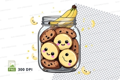 Illustrated jar of smiley face cookies with banana clipart Product Image 1