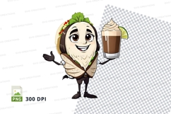 Cartoon taco holding beer mockup Product Image 1