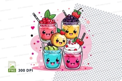 Clipart png - cute fruit smoothie characters Product Image 1