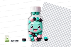 Cute cartoon character in a glass bottle mockup Product Image 1