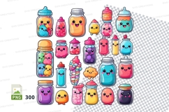 Cute kawaii style food and drink clipart set Product Image 1
