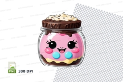 Cute cartoon mason jar with dessert mockup Product Image 1