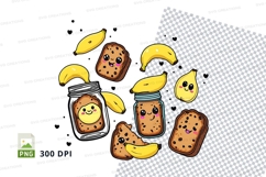 Cartoon banana bread and jar illustration Product Image 1