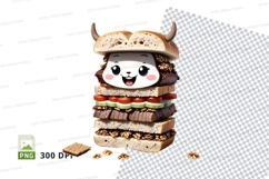 Clipart png of a cartoon sandwich with face Product Image 1