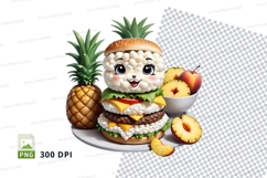 Cartoon pineapple burger clipart png Product Image 1