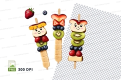 Fruit kabob clipart with cartoon faces Product Image 1