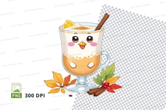 Cute fall-themed hot drink clipart png Product Image 1