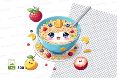 Cereal bowl with fruits clipart png Product Image 1