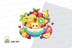 Fruit bowl with cat clipart png Product Image 1