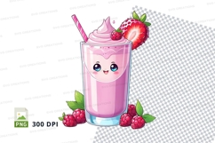 Cute strawberry smoothie clipart png Product Image 1