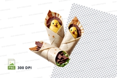 Clipart png of three wraps with cartoon faces Product Image 1
