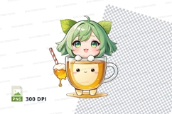 Cute anime girl in coffee cup clipart png Product Image 1