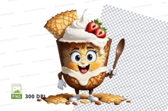 Cartoon ice cream cone character with whipped cream and stra Product Image 1