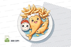 Cartoon chicken and fries clipart png Product Image 1