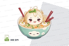 Cartoon character in ramen bowl clipart Product Image 1