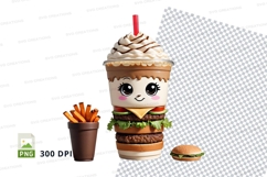 Cute character drink cup with fries and burger mockup Product Image 1