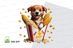 Puppy in popcorn bucket clipart png Product Image 1