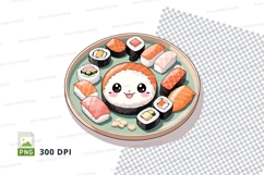 Cute sushi plate clipart png Product Image 1