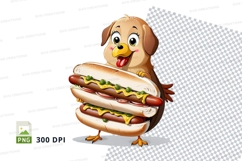 Cartoon dog holding hot dogs clipart png Product Image 1
