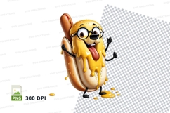 Cartoon hot dog character holding a bun Product Image 1