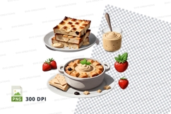 Clipart png of waffle bowl with toppings and slices of waffl Product Image 1