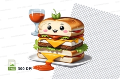 Kawaii style double cheeseburger clipart png Product Image 1