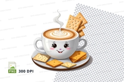 Cute cartoon coffee cup with crackers clipart Product Image 1