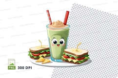 Cartoon sandwich and smoothie mockup Product Image 1