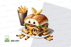 Cartoon burger and fries clipart png Product Image 1