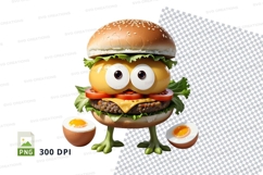 Cartoon hamburger character with eggs Product Image 1