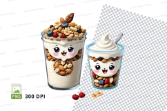 Cute yogurt cups with toppings clipart png Product Image 1