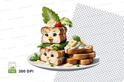 Cute owl-shaped sandwich clipart png Product Image 1