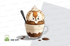 Cute cat face ice cream in a cup clipart png Product Image 1