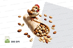 Cartoon chicken with peanuts burrito clipart png Product Image 1