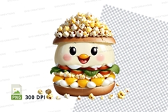 3d cartoon burger with popcorn topping mockup Product Image 1