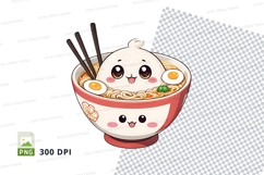Cute cartoon ramen bowl clipart png Product Image 1