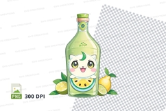Lemon bottle mockup with cartoon cat Product Image 1