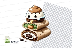 Cute cartoon character sushi roll and ice cream clip art Product Image 1