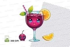 Cute cartoon cocktail glass clipart png Product Image 1
