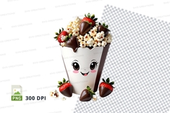 Popcorn bucket clipart with strawberries and chocolate Product Image 1