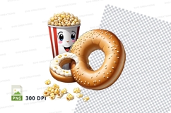 Popcorn and donut clipart png Product Image 1