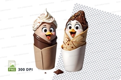 Ice cream cone mockup with cartoon faces Product Image 1