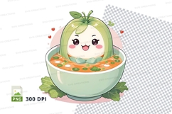 Cute cartoon onion in soup bowl clipart png Product Image 1