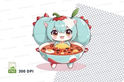 Cute cartoon character eating ramen tote bag mockup Product Image 1