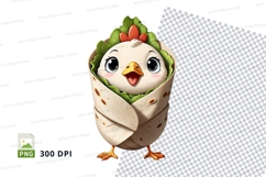 Cartoon chicken wrapped in tortilla clipart Product Image 1