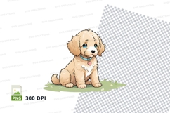 Clipart png of a cute puppy sitting on grass Product Image 1
