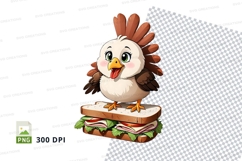 Cartoon chicken character on sandwich clipart png Product Image 1