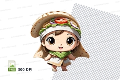 Cartoon girl wearing taco hat t-shirt mockup Product Image 1