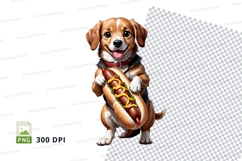 Puppy holding hot dog clipart png Product Image 1