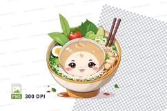 Cartoon character in ramen bowl clipart png Product Image 1